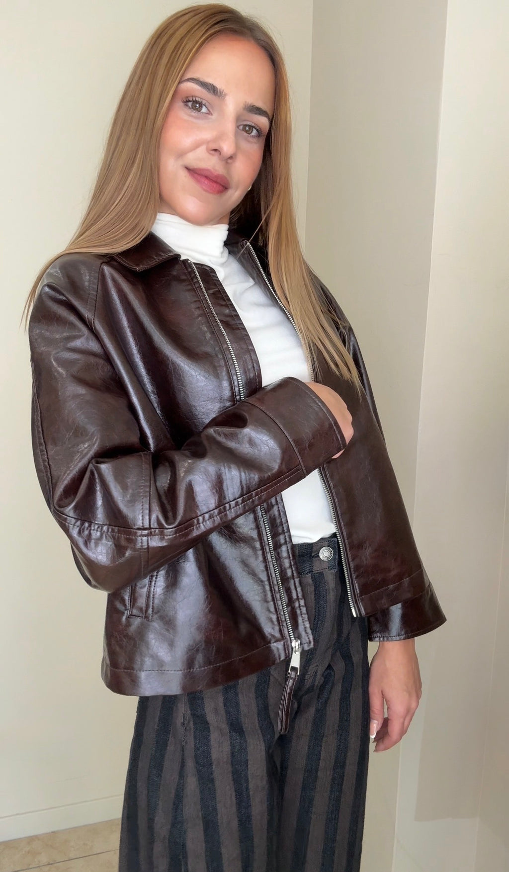 Cazadora polipiel marrón
