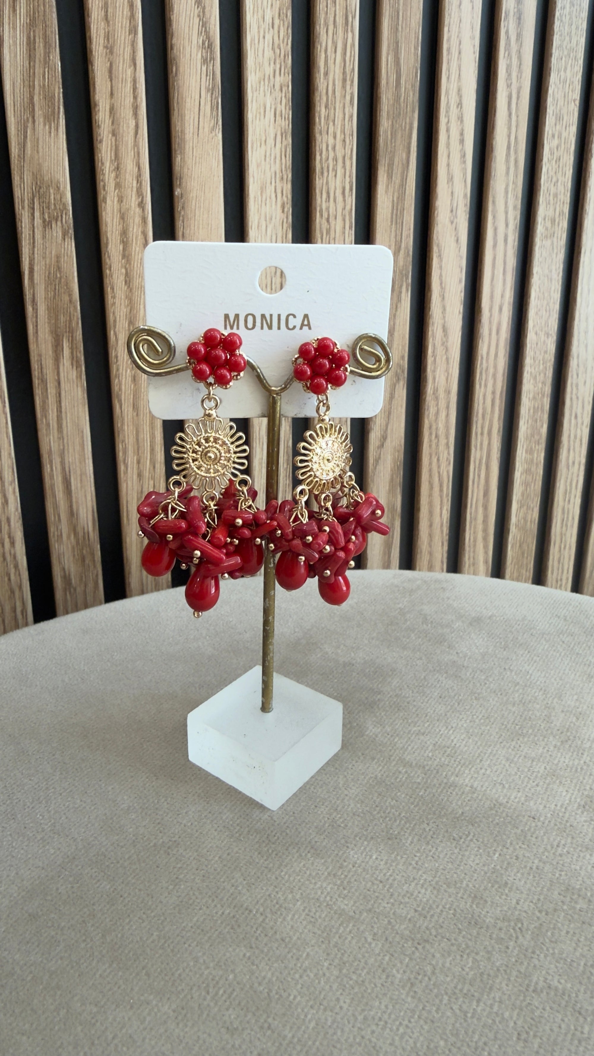 Pendientes racimo de coral