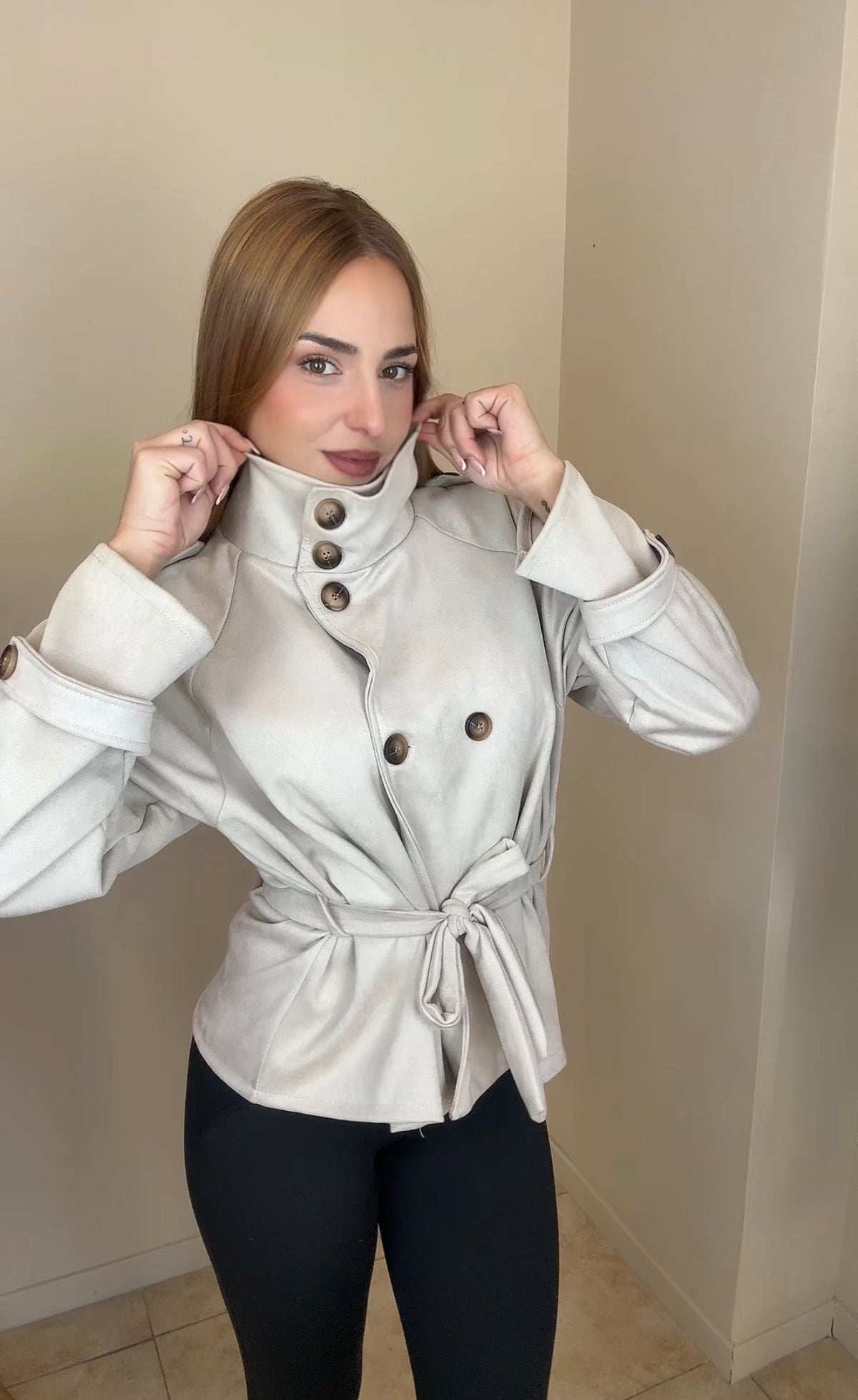 Gabardina efecto ante
