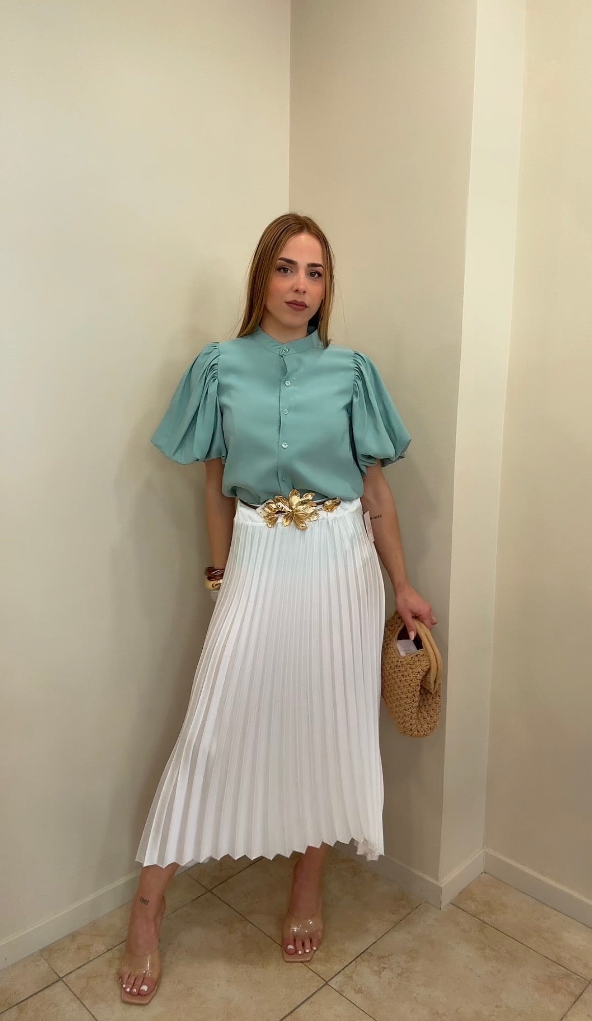 Falda midi plisada