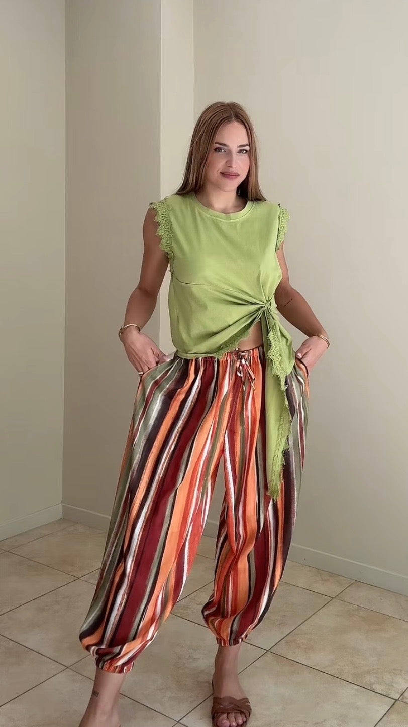 Pantalón rayas multicolor