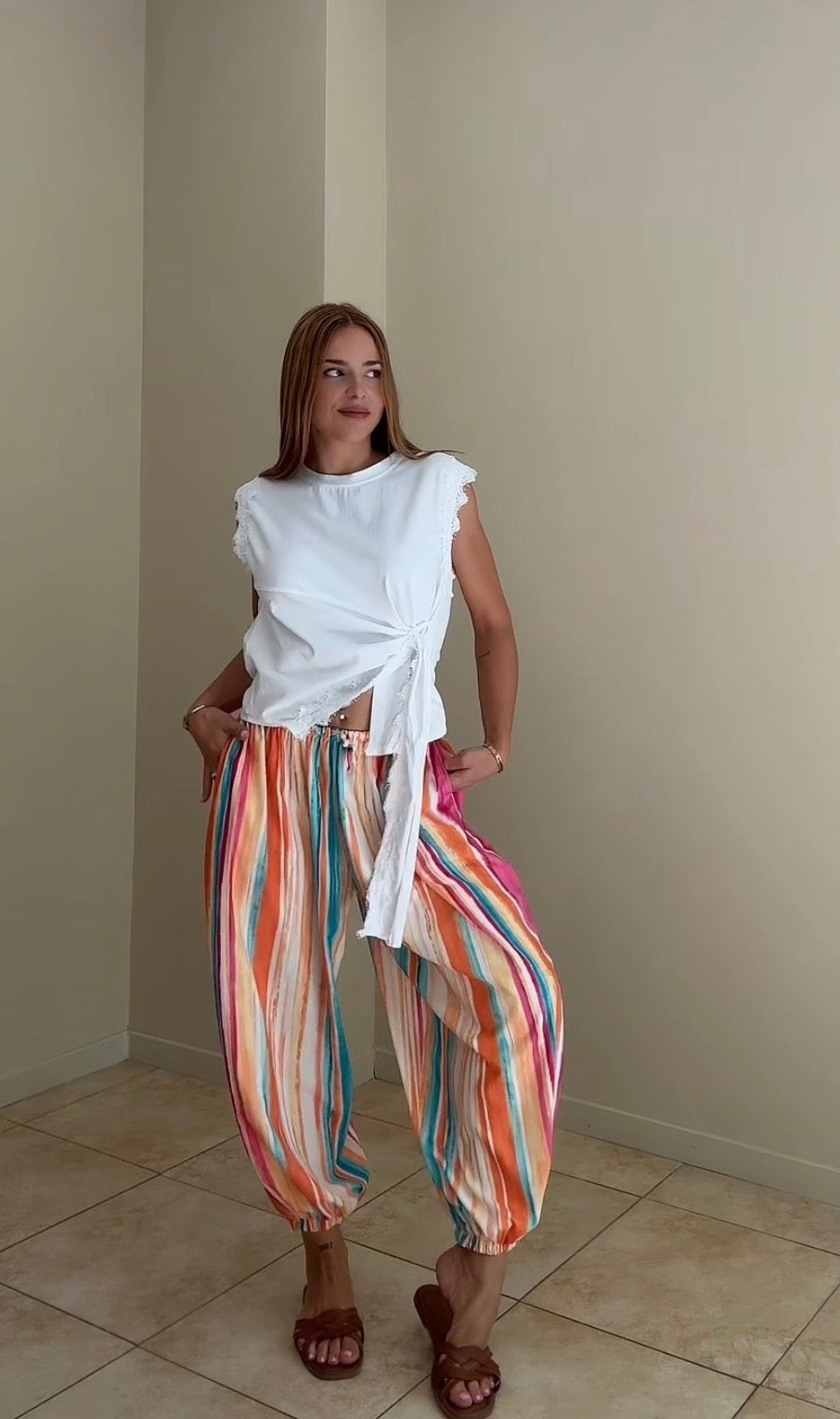Pantalón rayas multicolor