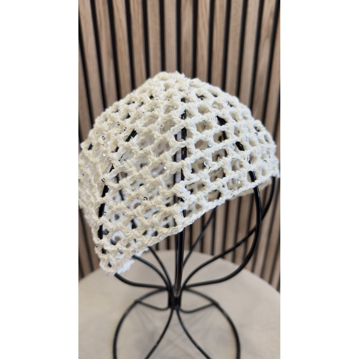 Gorro crochet crema