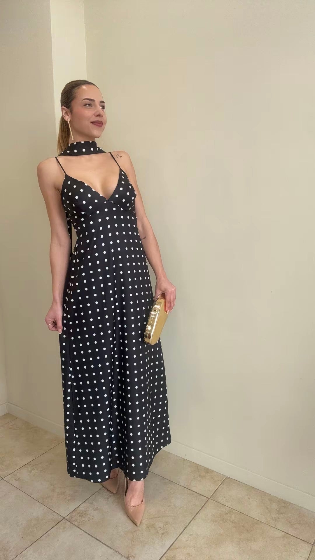 Vestido largo lunares