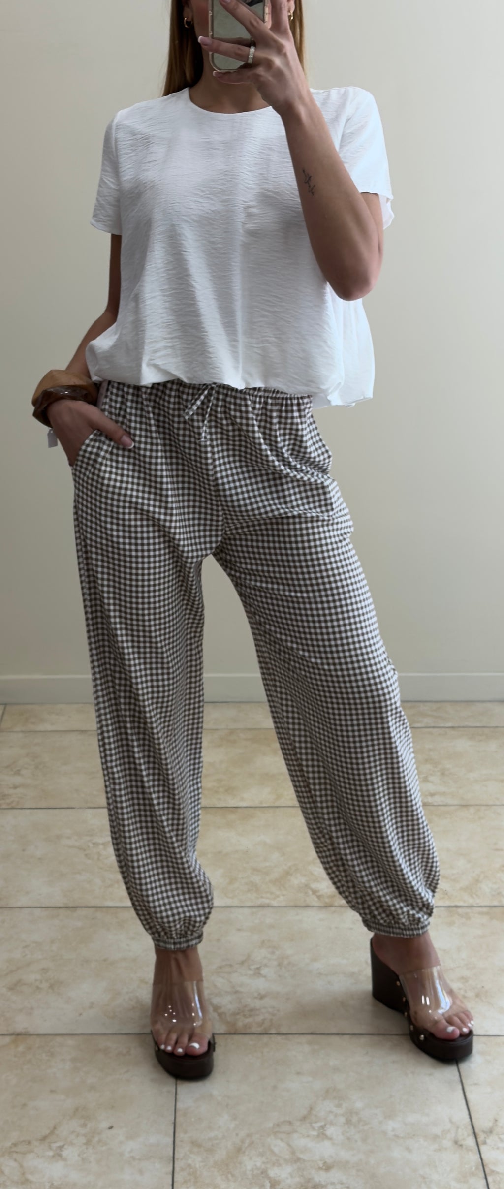 Pantalón Vichy marrón