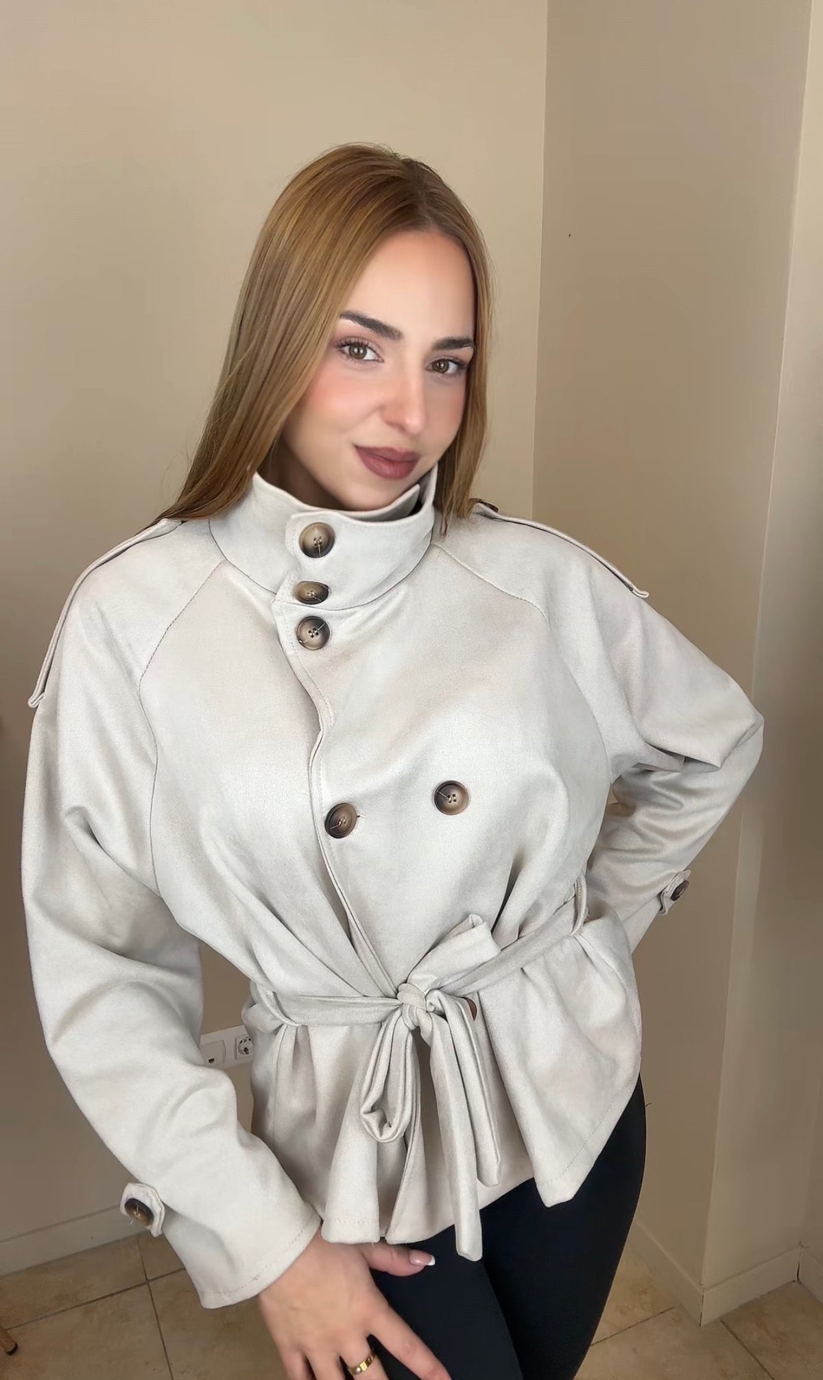 Gabardina efecto ante