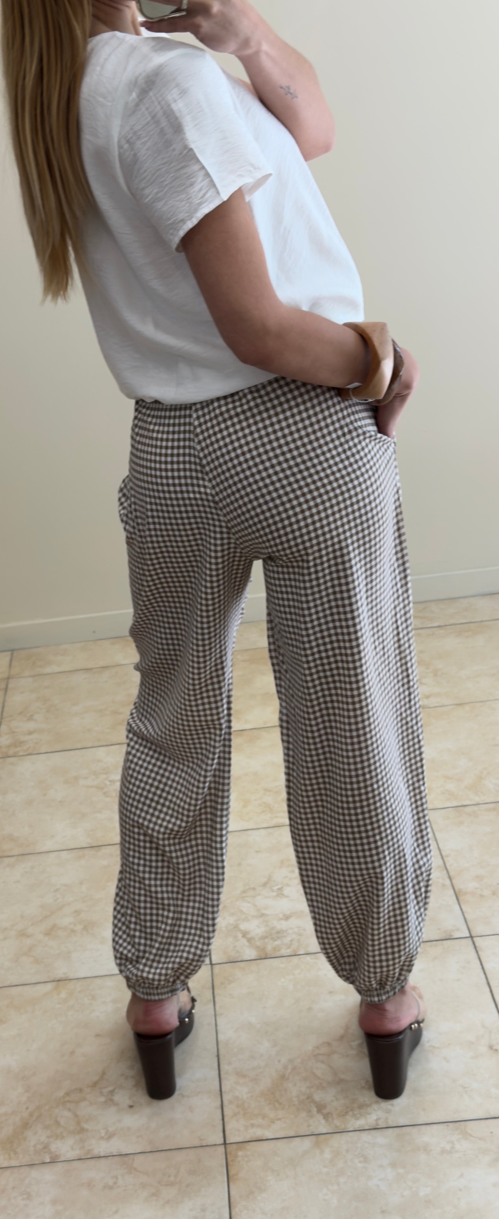 Pantalón Vichy marrón