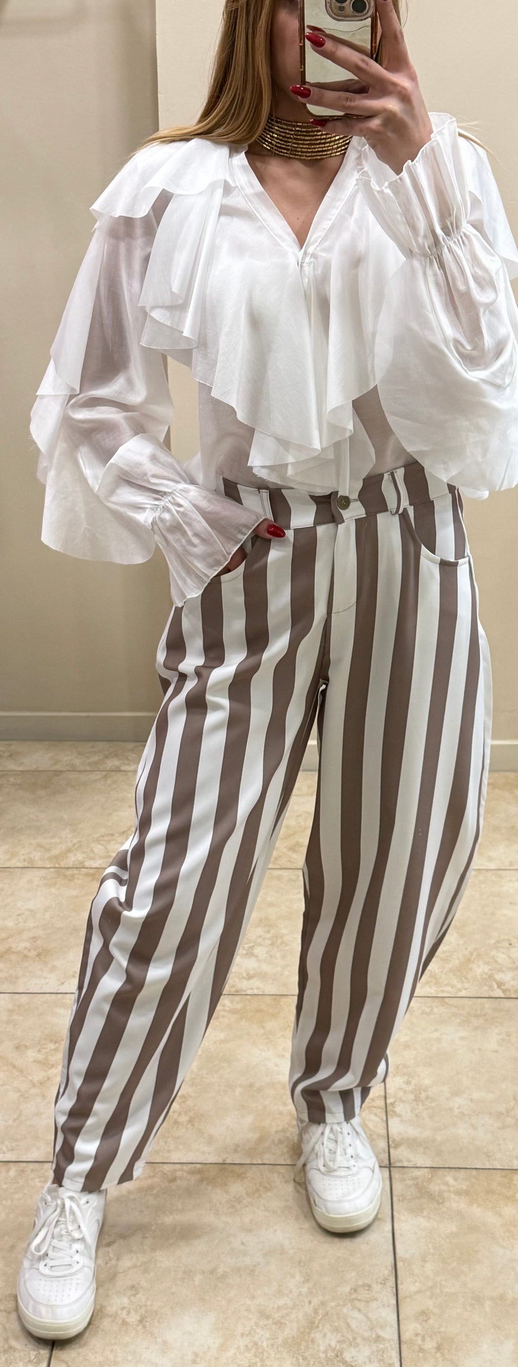 Pantalón balloon rayas