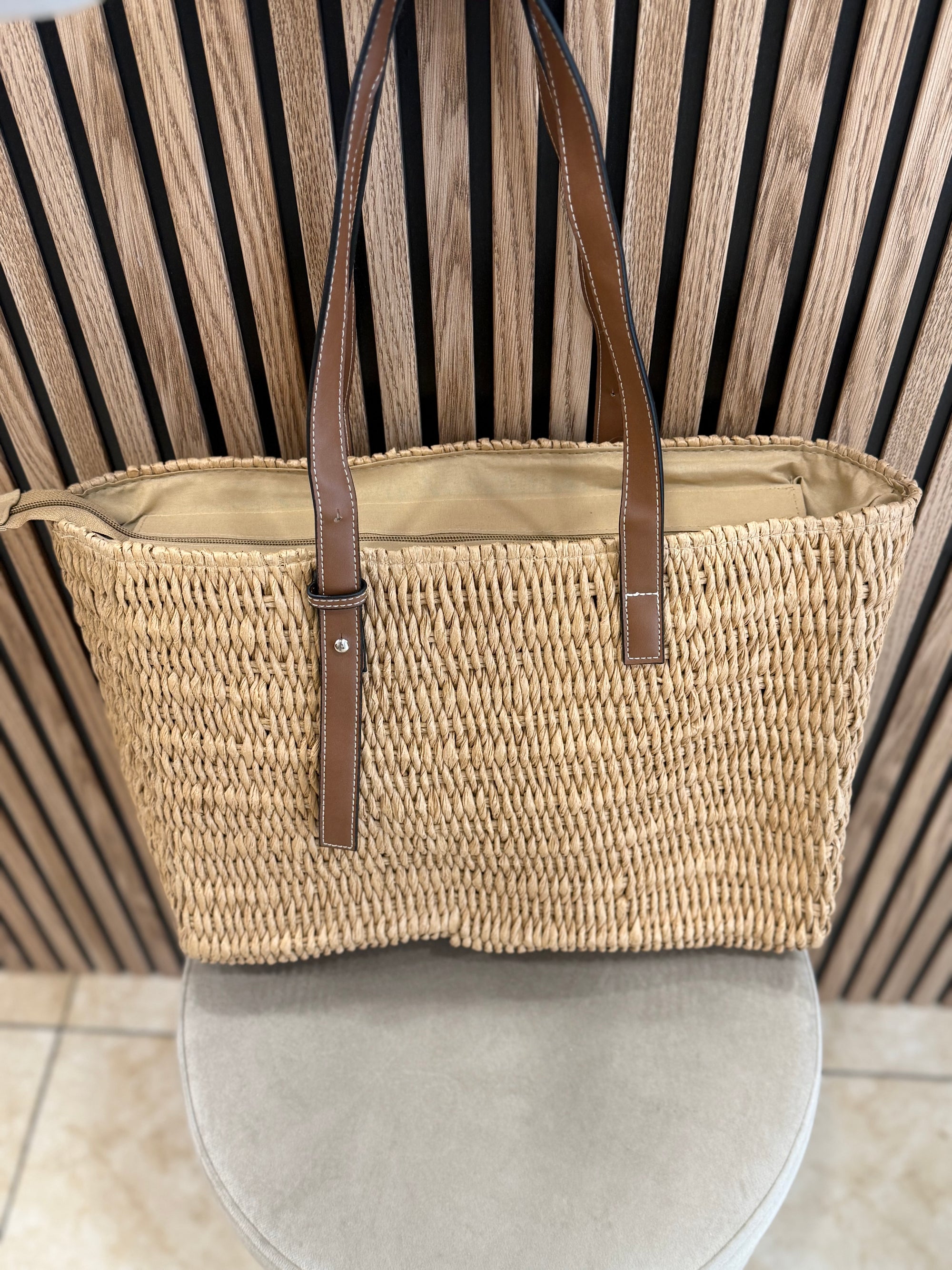 Bolso rafia beige LW
