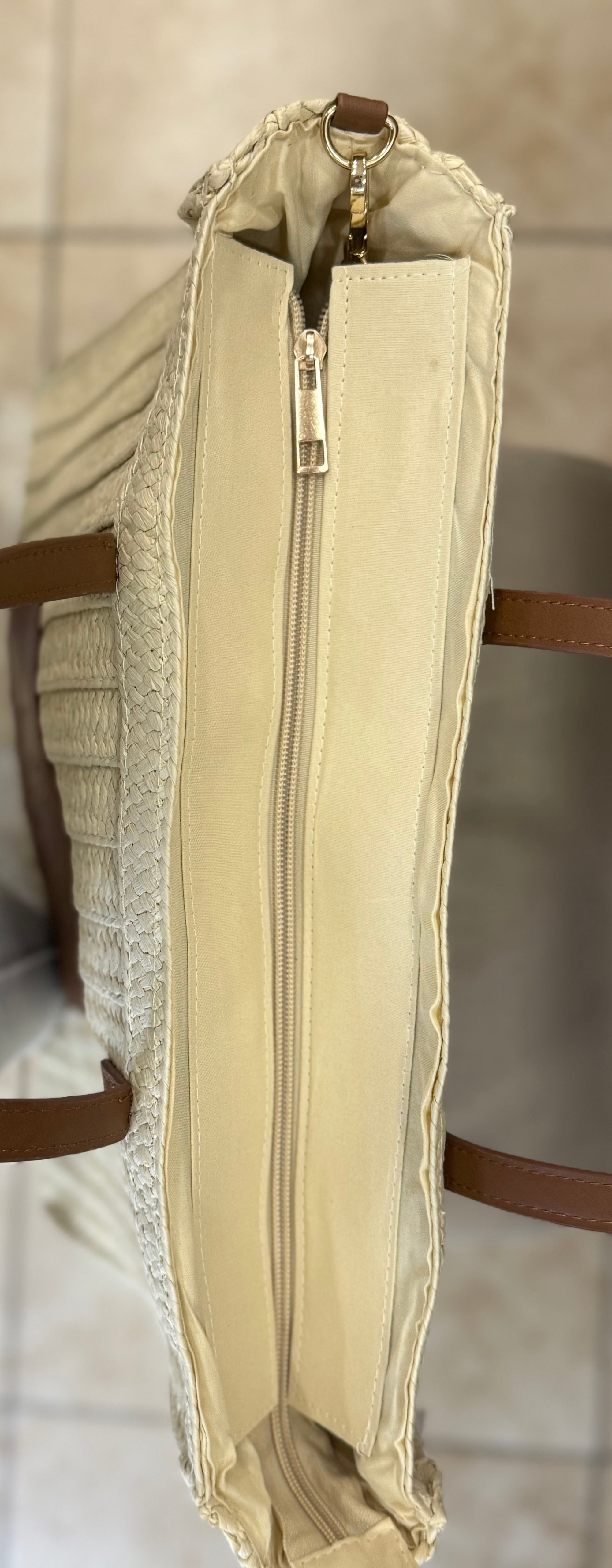 Bolso rafia crema LW