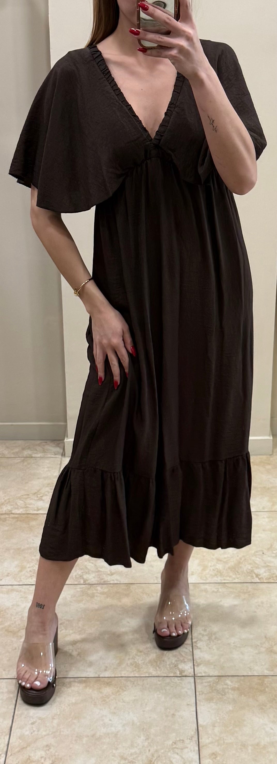 Vestido escote V algodón