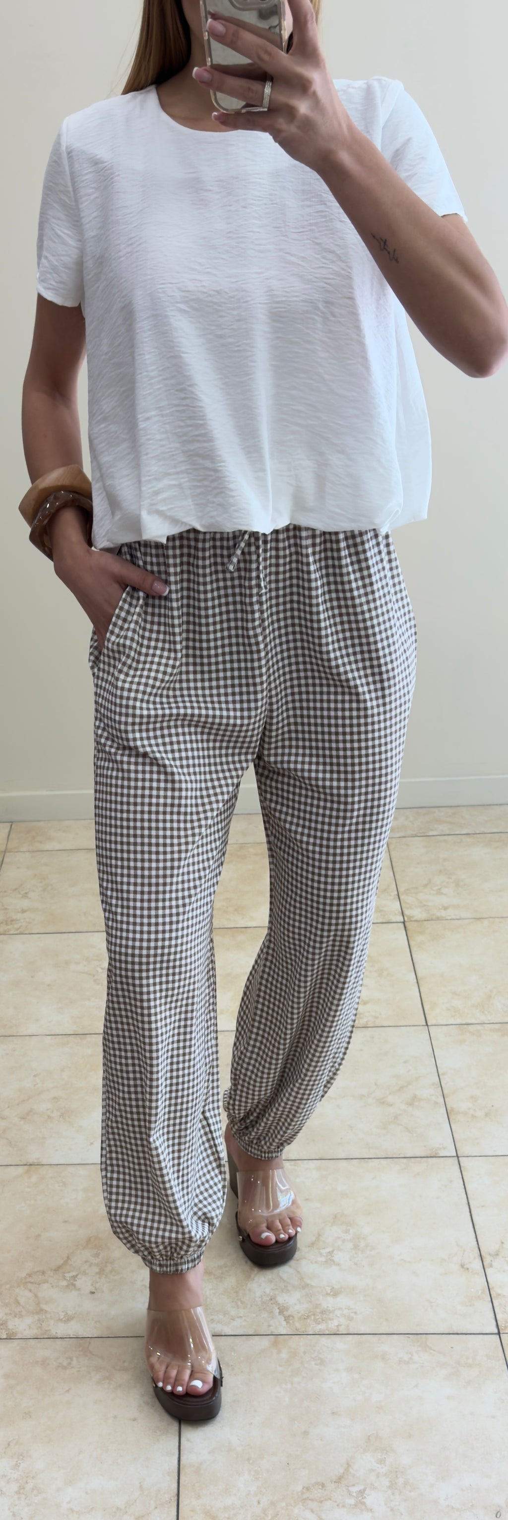 Pantalón Vichy marrón