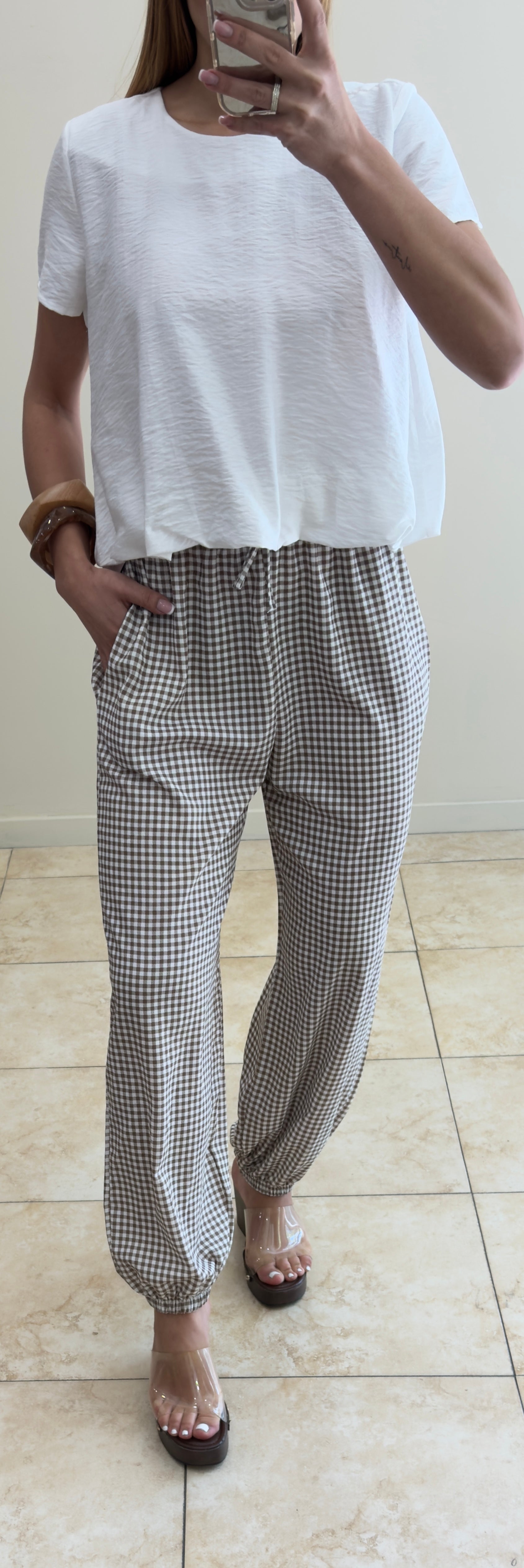 Pantalón Vichy marrón