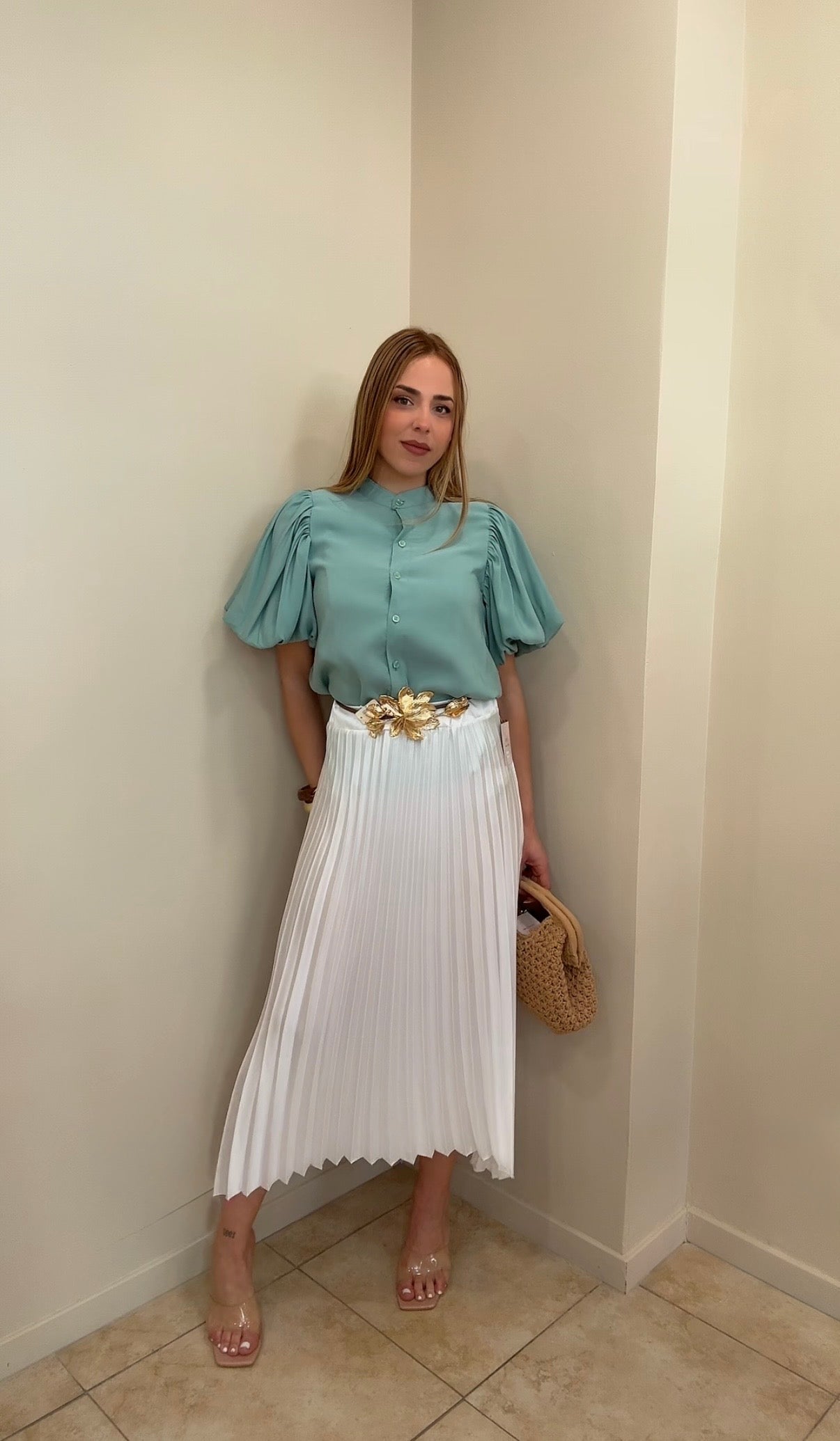 Falda midi plisada