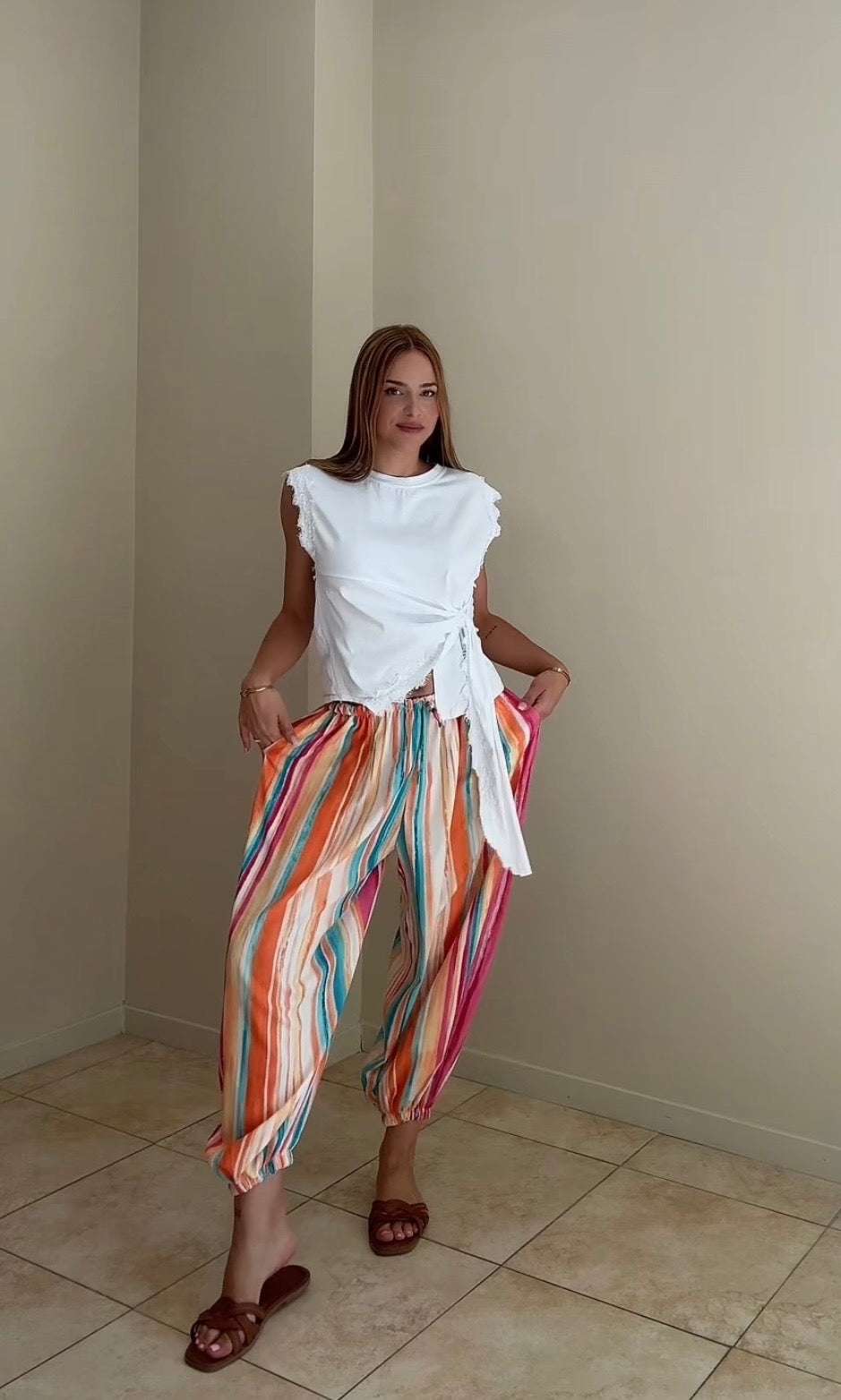 Pantalón rayas multicolor