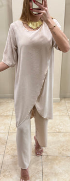 Conjunto gasa capa crema