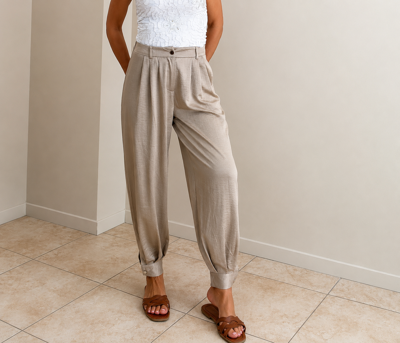 Pantalón satinado bombacho