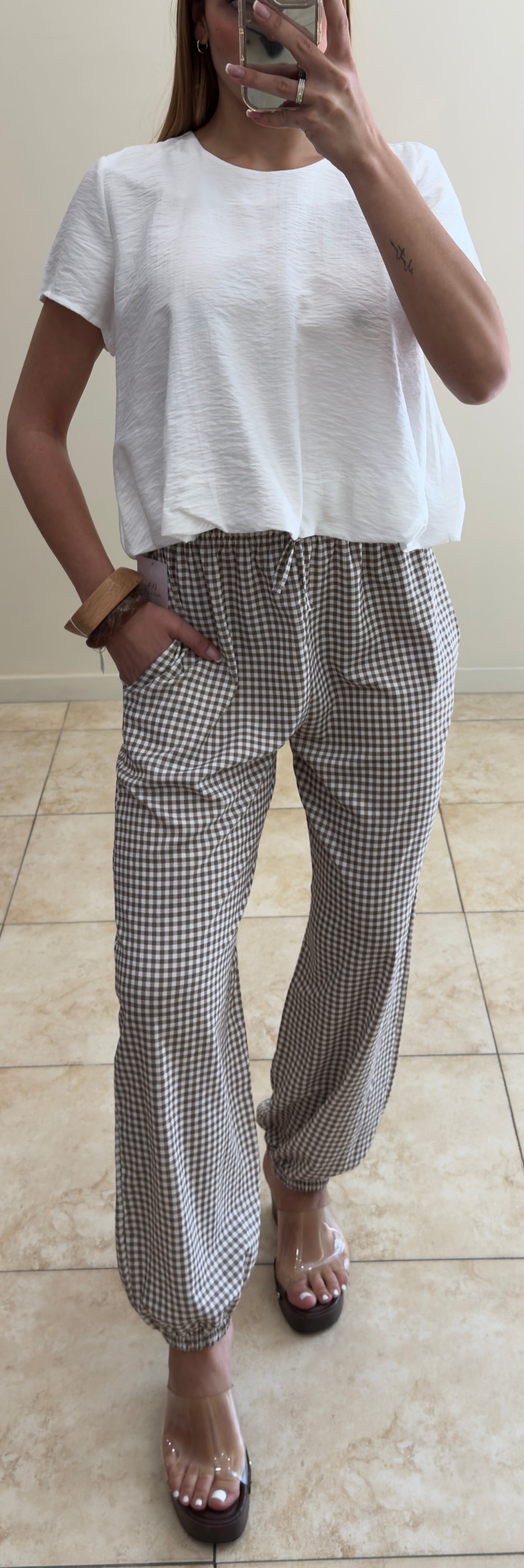 Pantalón Vichy marrón