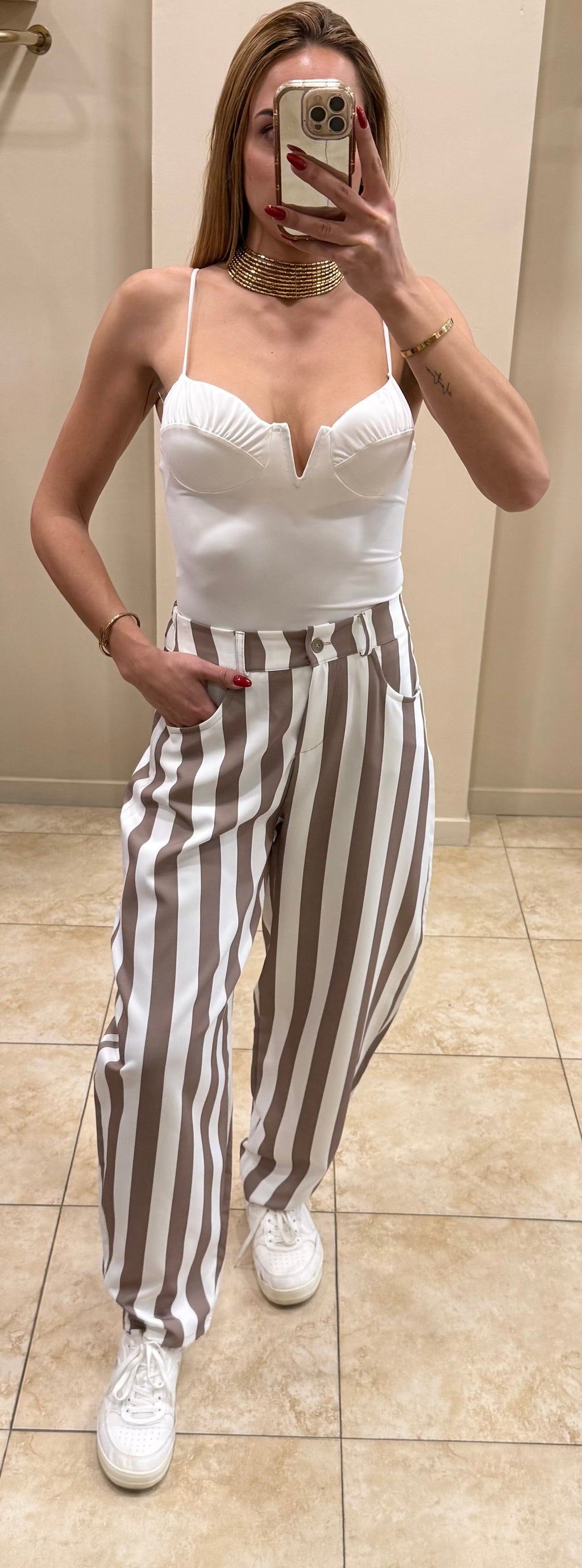 Pantalón balloon rayas