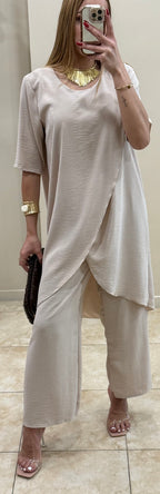 Conjunto gasa capa crema