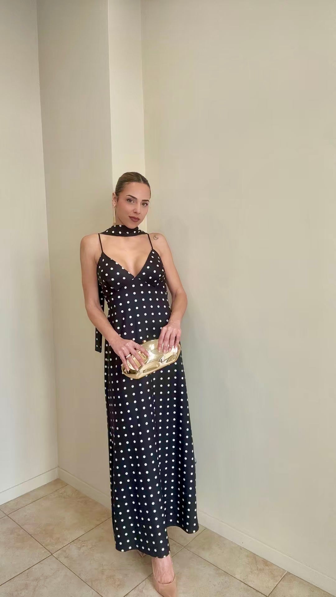 Vestido largo lunares