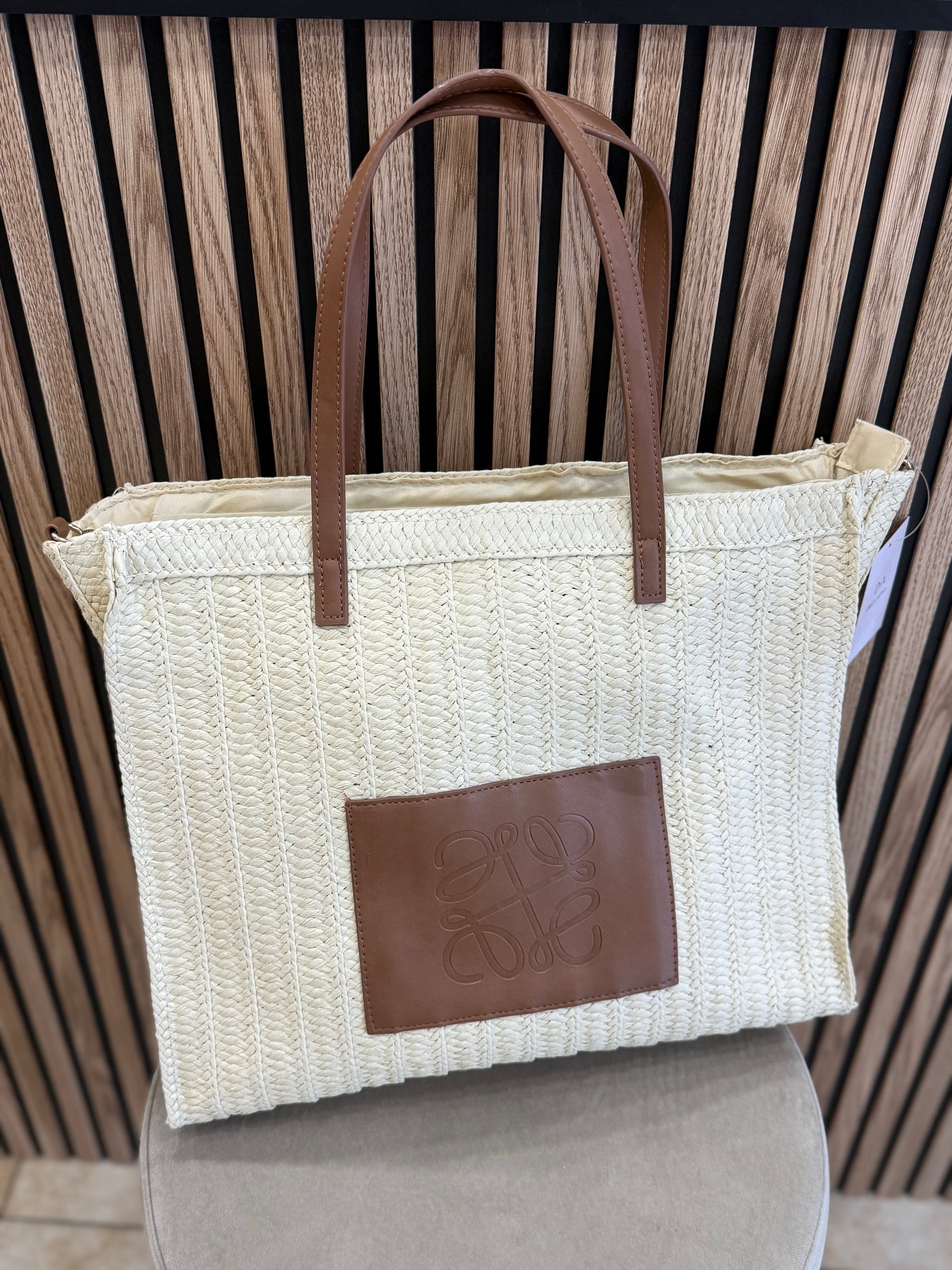 Bolso rafia crema LW