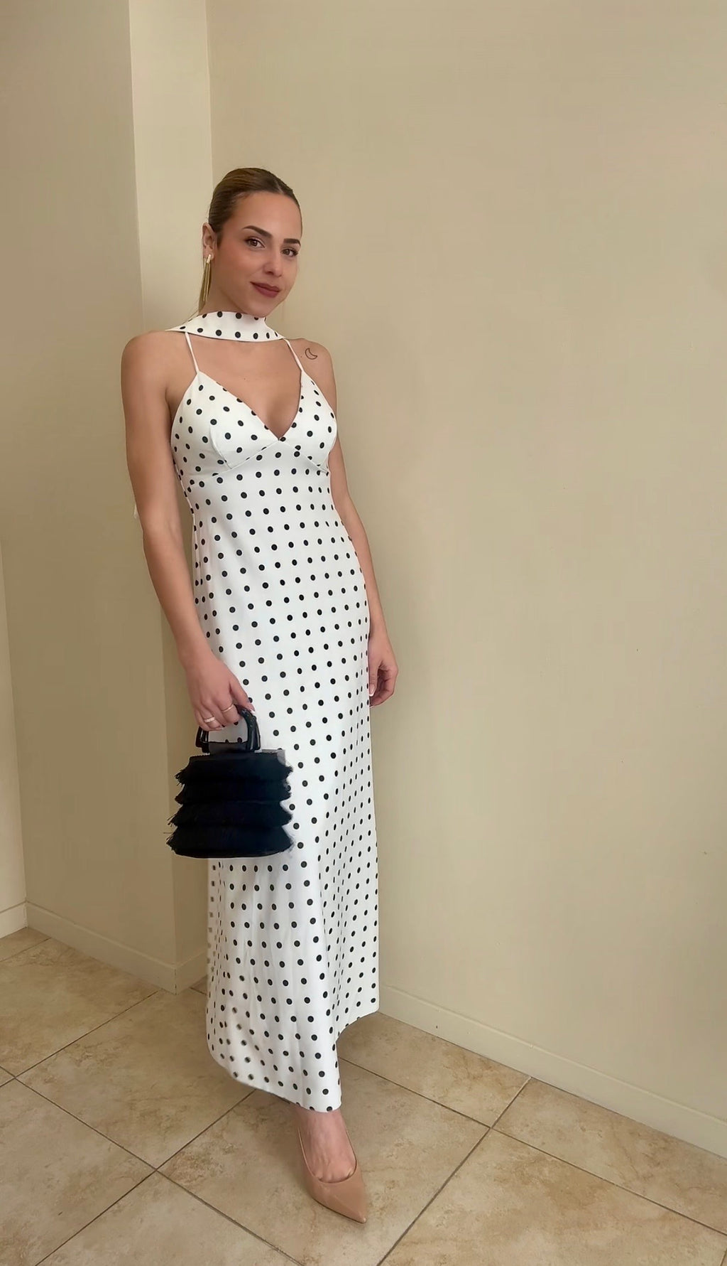 Vestido largo lunares