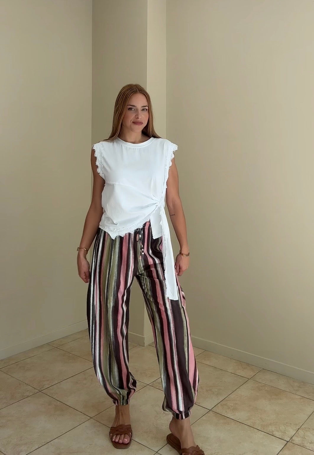 Pantalón rayas multicolor