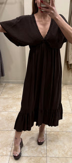 Vestido escote V algodón