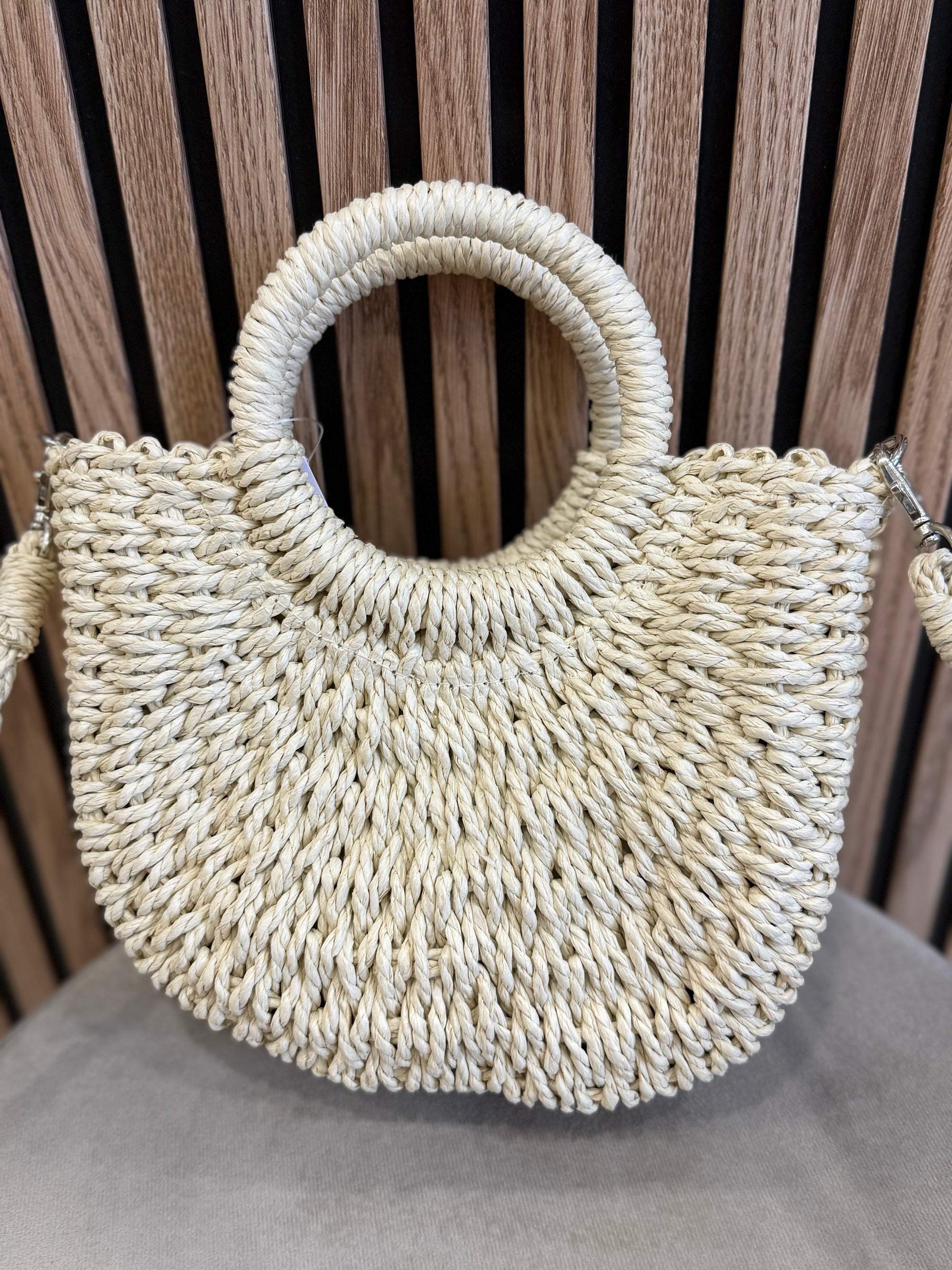 Mini cesta rafia crema