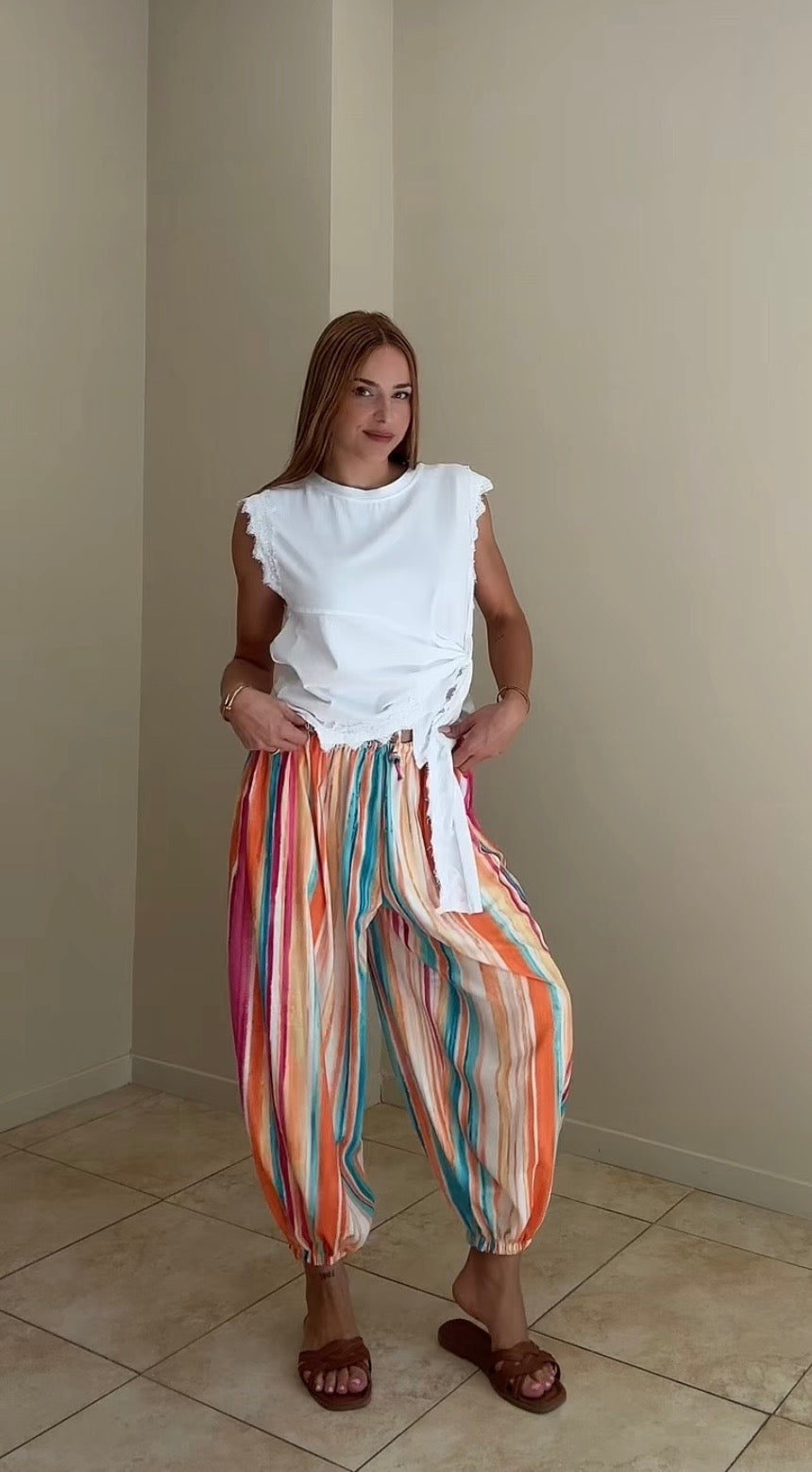 Pantalón rayas multicolor