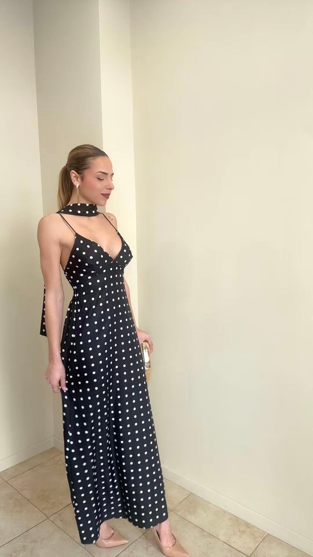 Vestido largo lunares