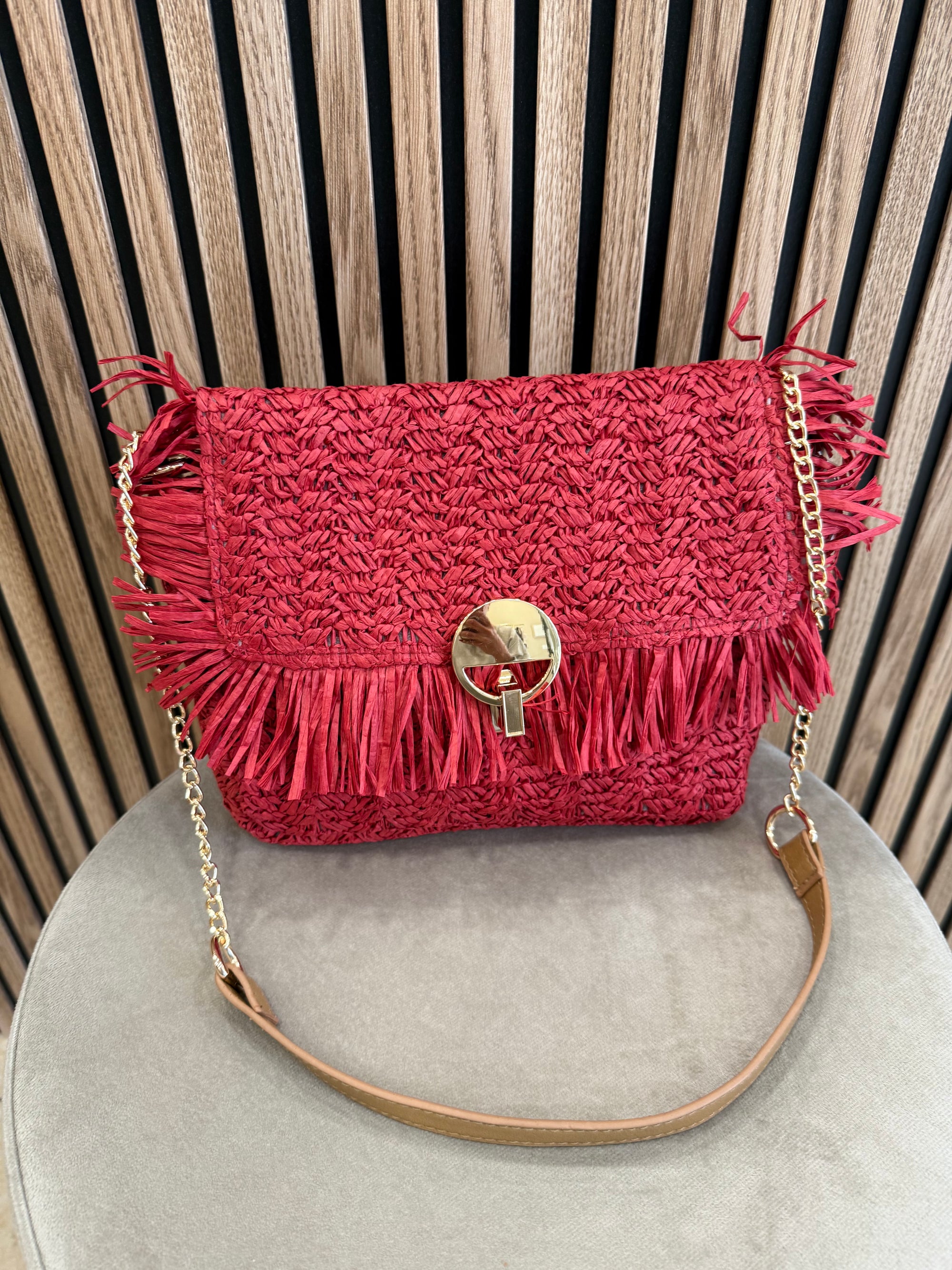 Bolso rafia rojo