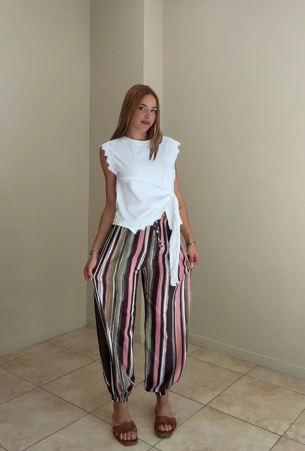 Pantalón rayas multicolor