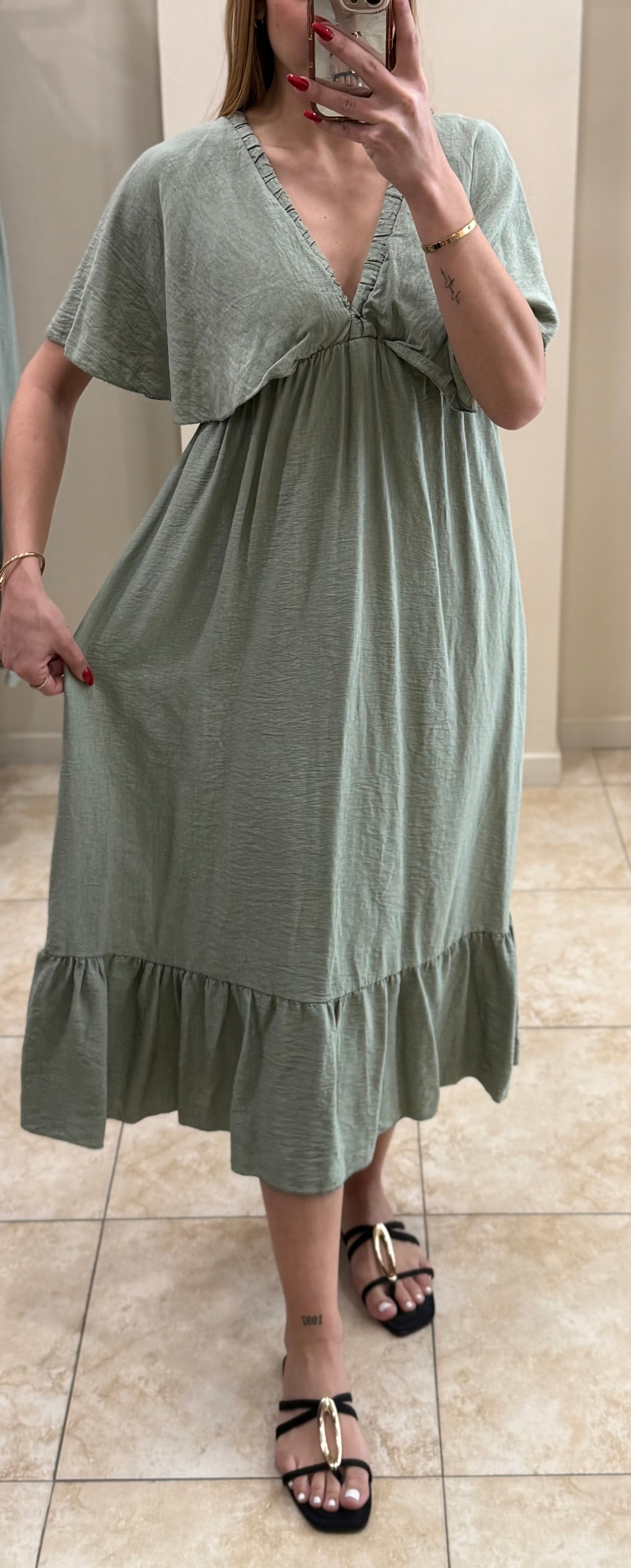 Vestido escote V algodón