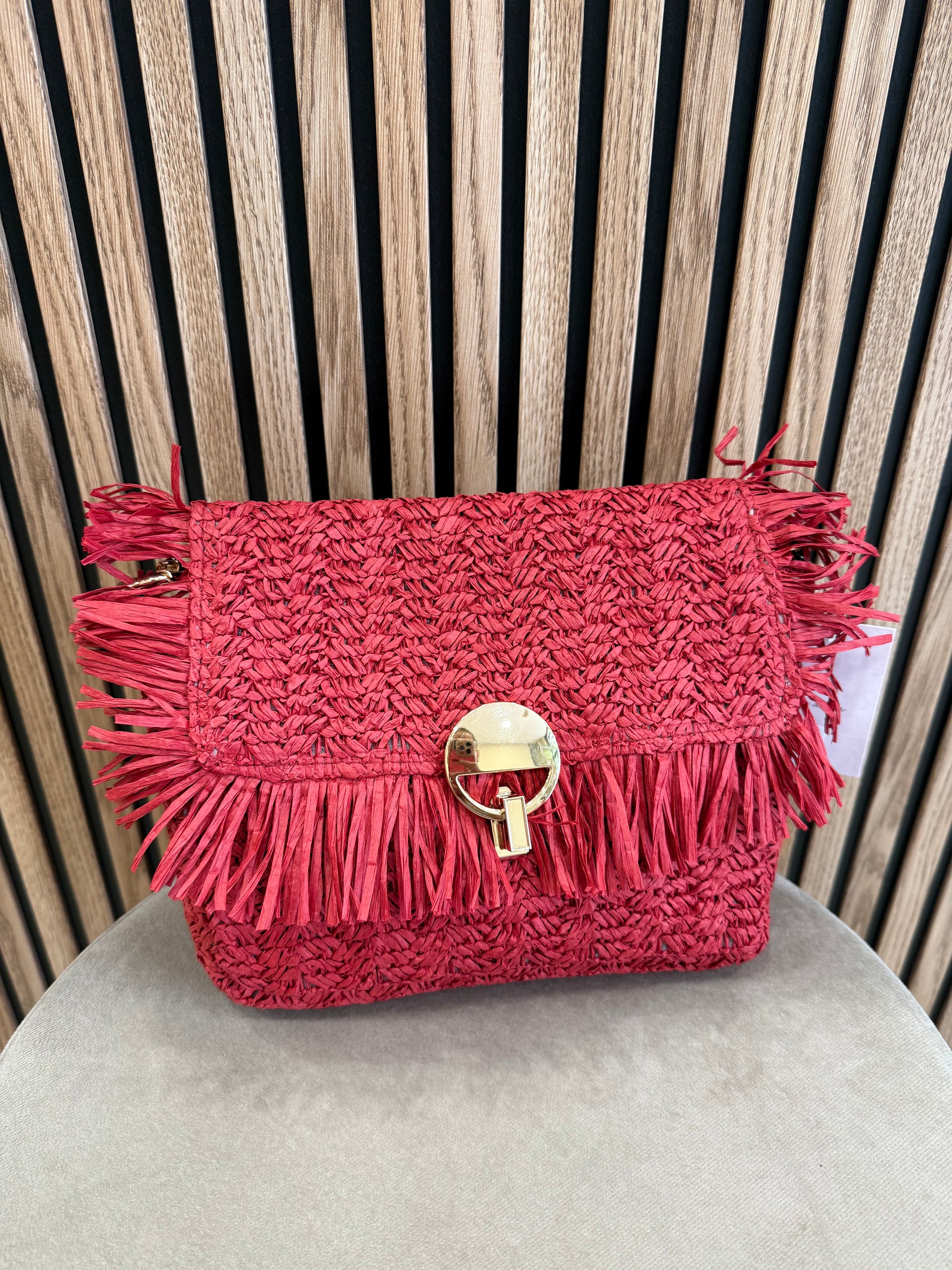 Bolso rafia rojo