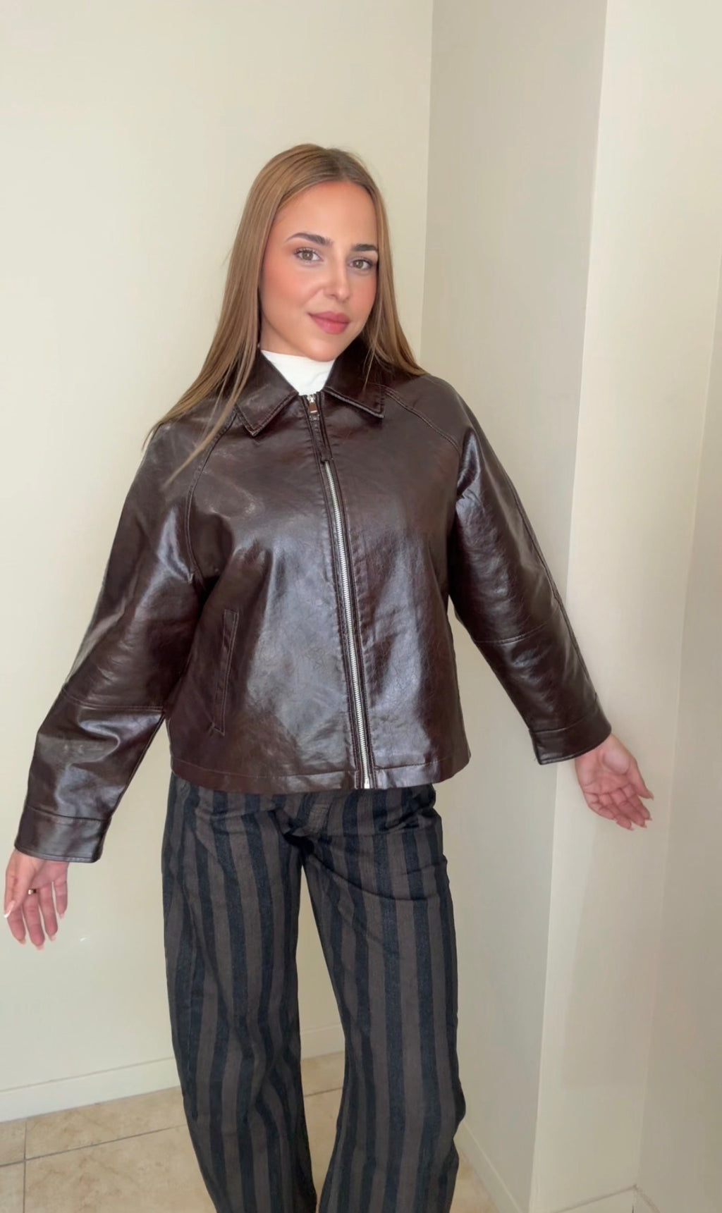 Cazadora polipiel marrón