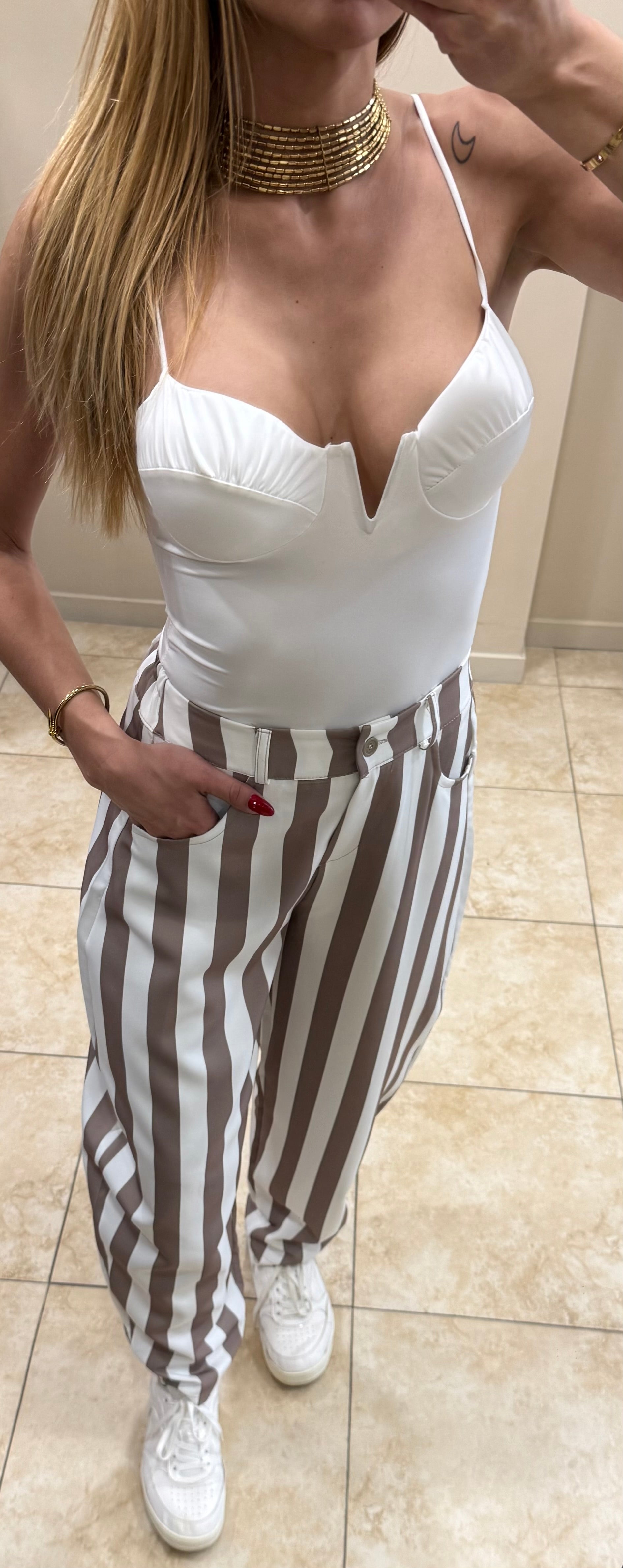 Pantalón balloon rayas