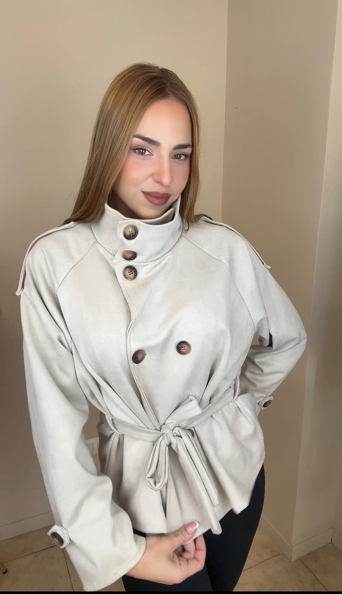 Gabardina efecto ante
