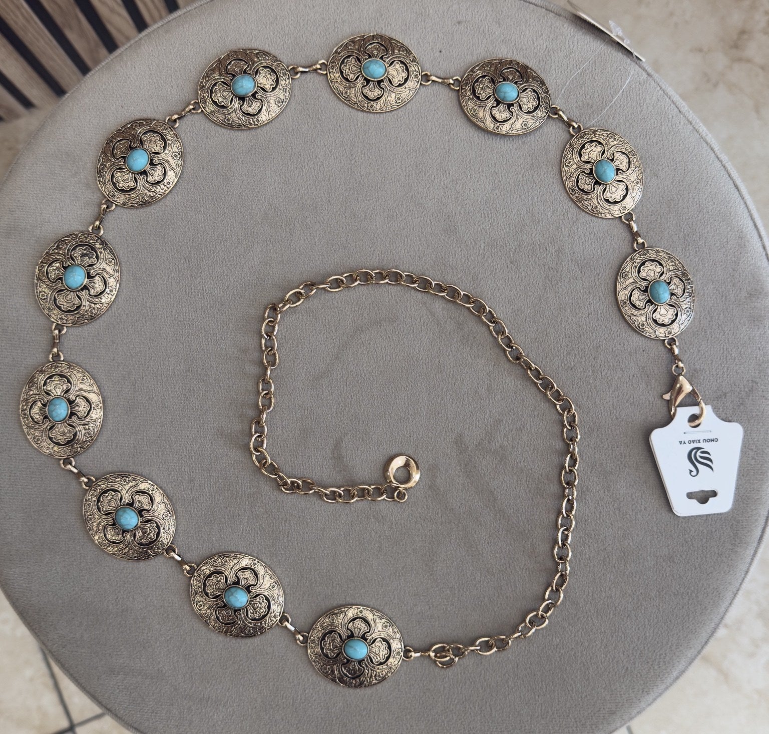 Cinturón boho turquesa