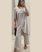 Conjunto gasa capa crema