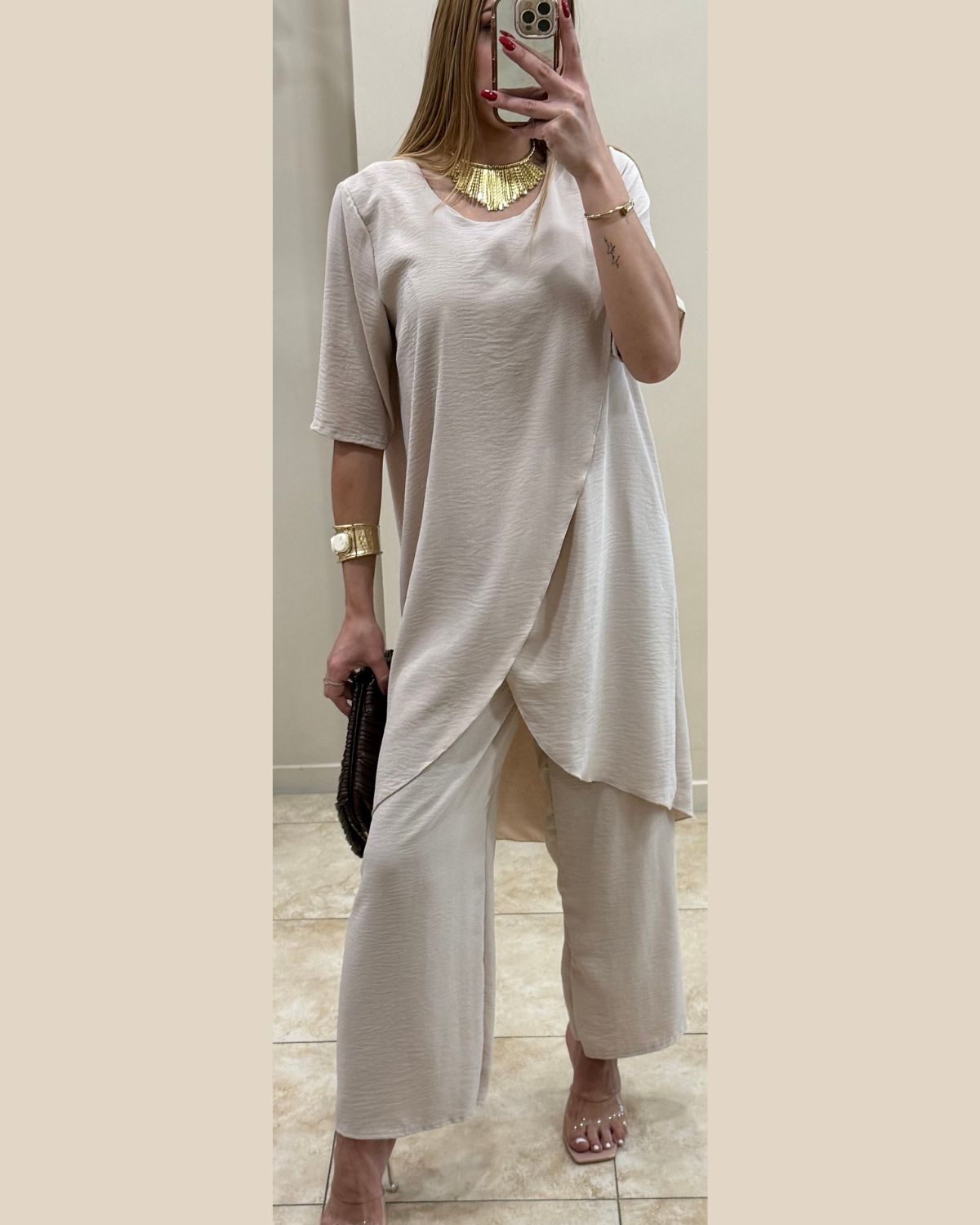 Conjunto gasa capa crema