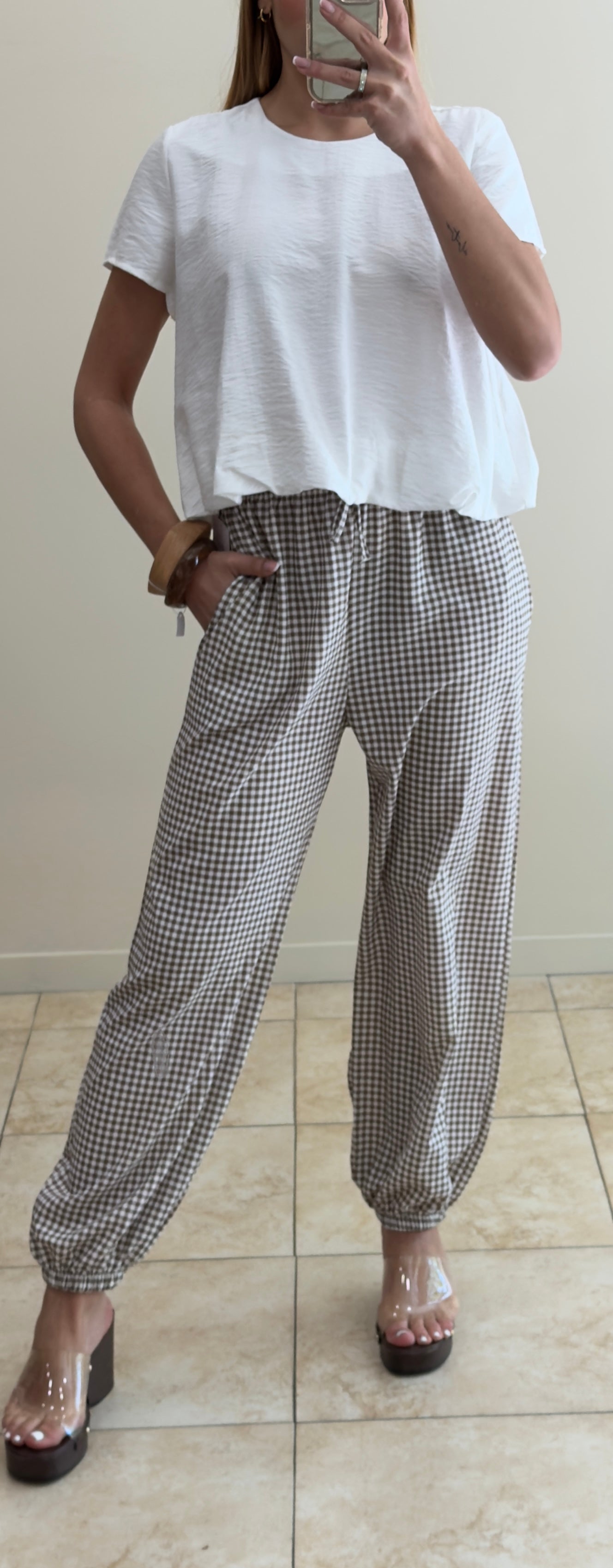 Pantalón Vichy marrón