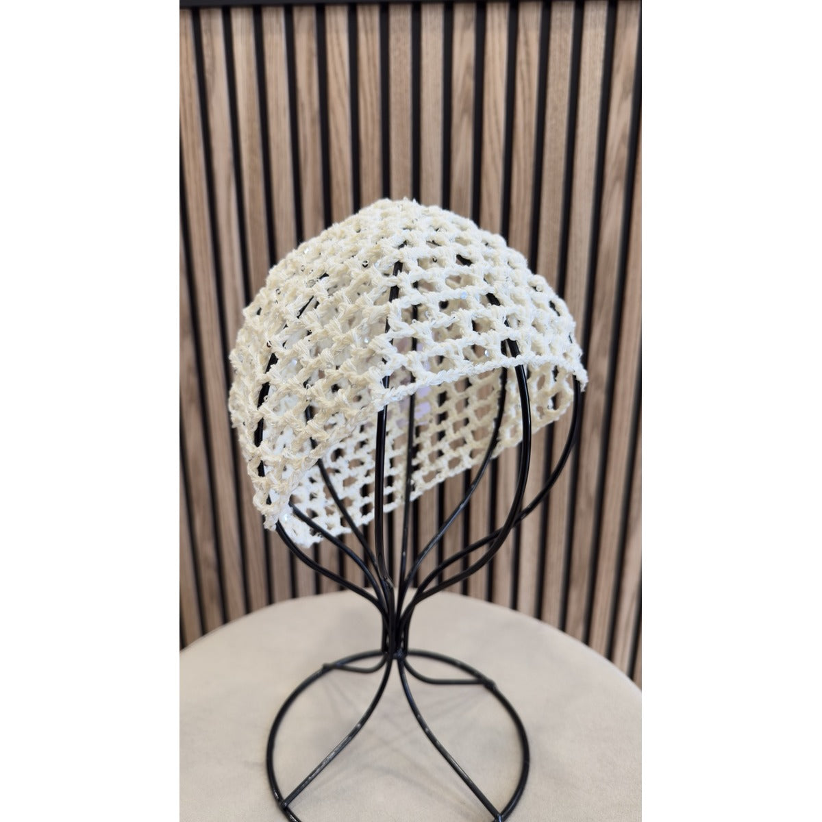 Gorro crochet crema